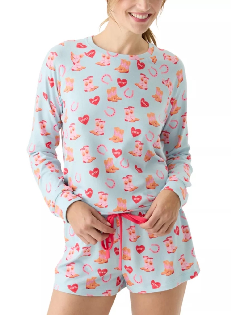 NWT Nordstrom PJ Salvage Long Sleeve and Shorts Western Pajama Set